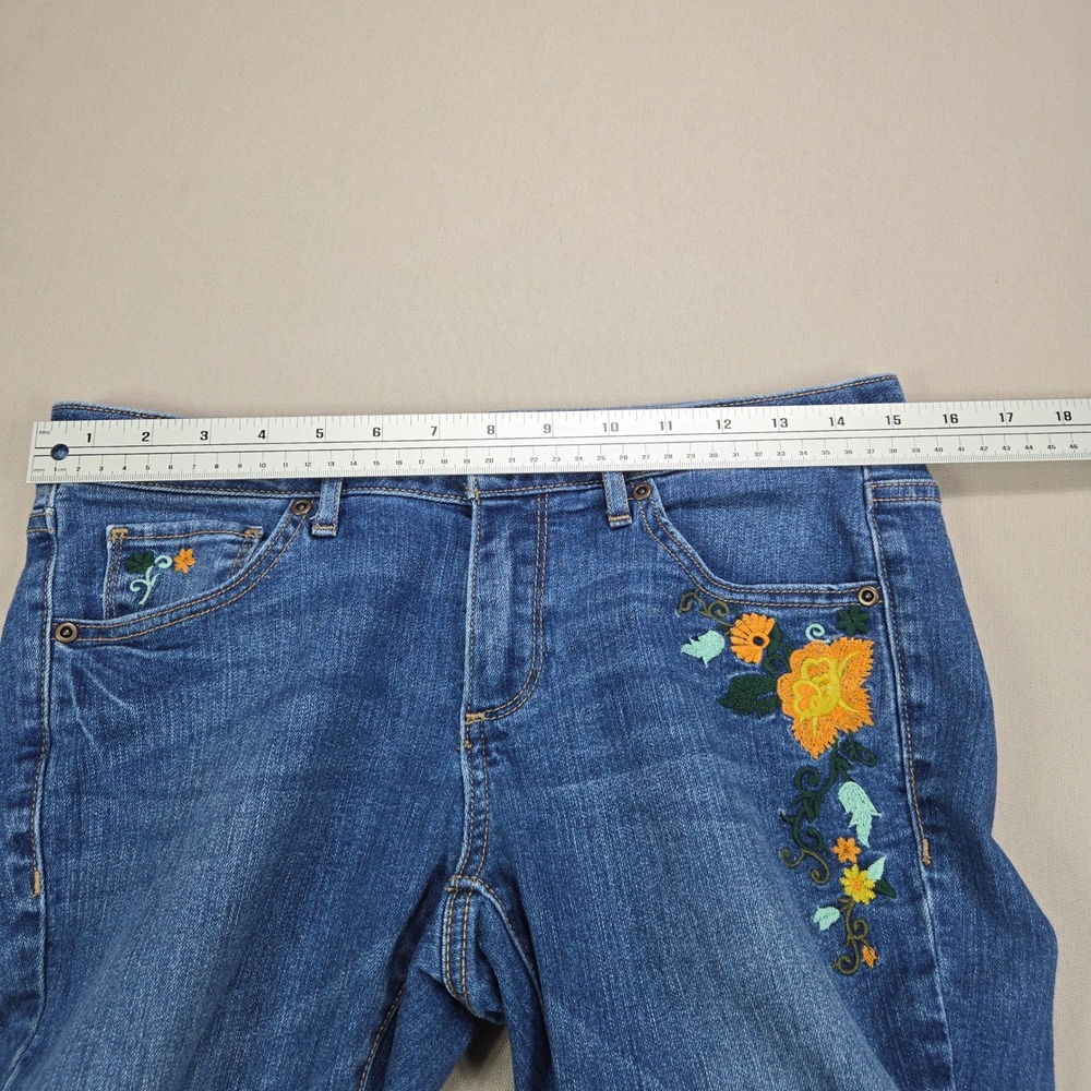 Sonoma Skinny Jeans Floral Embroidered Medium Wash Blue Womens Size 6 - Picture 11 of 13
